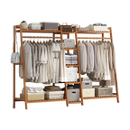 Bamboo Portable Clothes Rack and Garment Stand