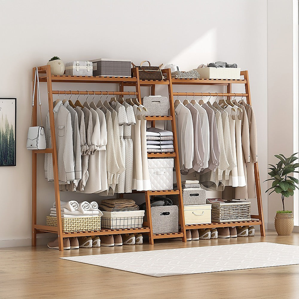 Bamboo Portable Clothes Rack and Garment Stand