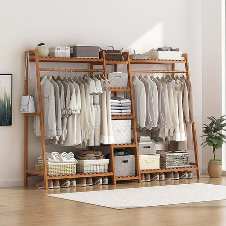 Bamboo Portable Clothes Rack and Garment Stand