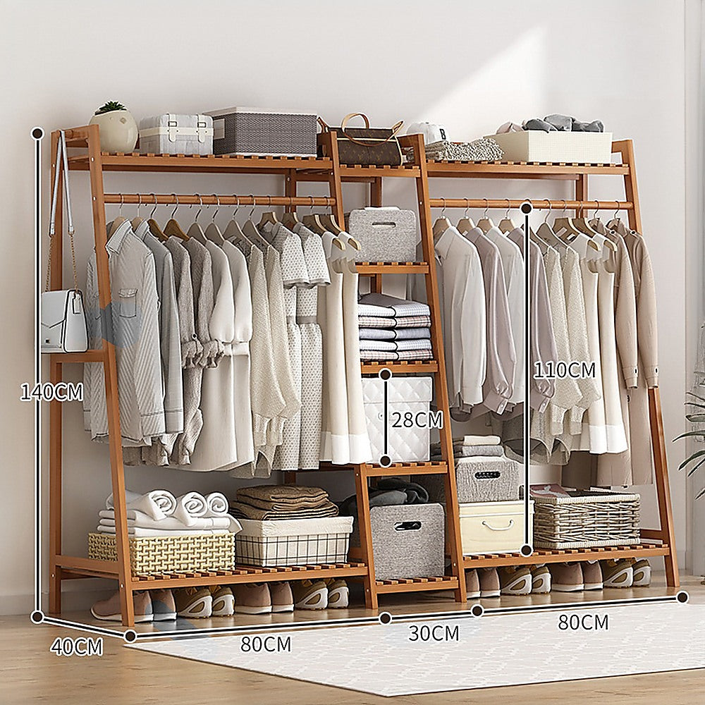 Bamboo Portable Clothes Rack and Garment Stand