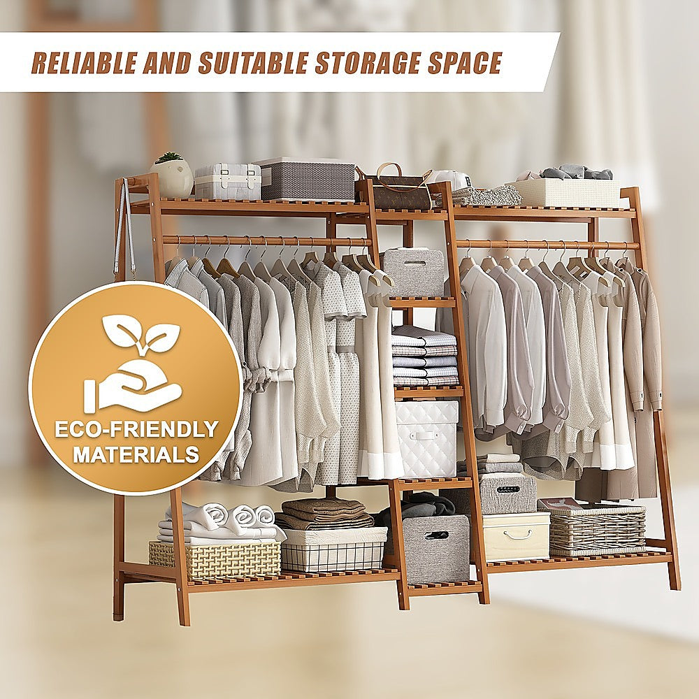 Bamboo Portable Clothes Rack and Garment Stand