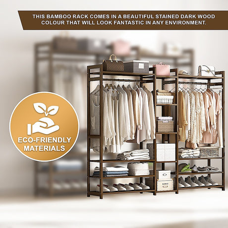 Elegant Bamboo Portable Clothes Rack and Hanger
