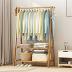 Eco-Friendly Bamboo Portable Clothing Rack