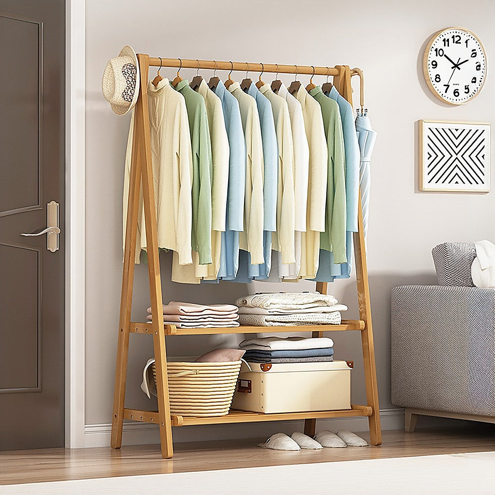 Eco-Friendly Bamboo Portable Clothing Rack