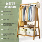 Eco-Friendly Bamboo Portable Clothing Rack