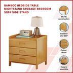 Bamboo Bedside Table Nightstand Storage Bedroom Sofa Side Stand Organizer