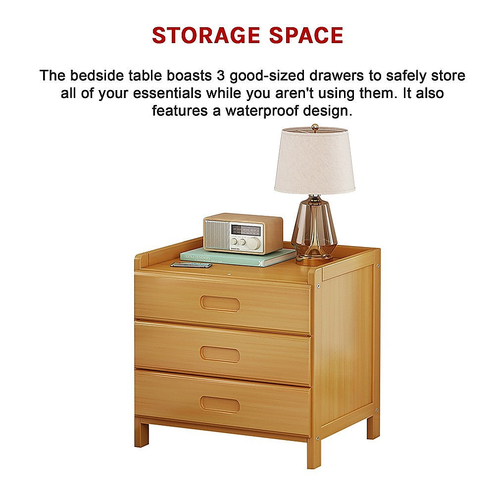 Bamboo Bedside Table Nightstand Storage Bedroom Sofa Side Stand Organizer