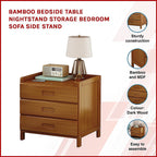 Bamboo Bedside Table Nightstand Storage Bedroom Sofa Side Stand Organizer
