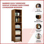 Bamboo Adjustable Shelf Bookcase Display Rack