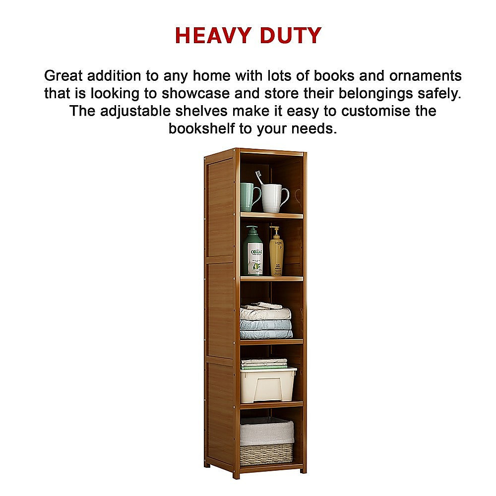 Bamboo Adjustable Shelf Bookcase Display Rack