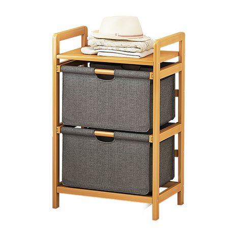 Bamboo Shelf with Removable Storage Hamper