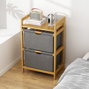 Bamboo Shelf with Removable Storage Hamper