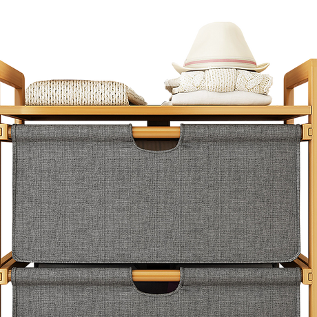 Bamboo Shelf with Removable Storage Hamper