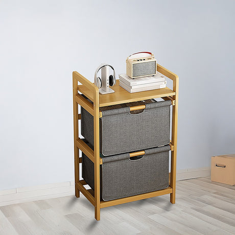 Bamboo Shelf with Removable Storage Hamper