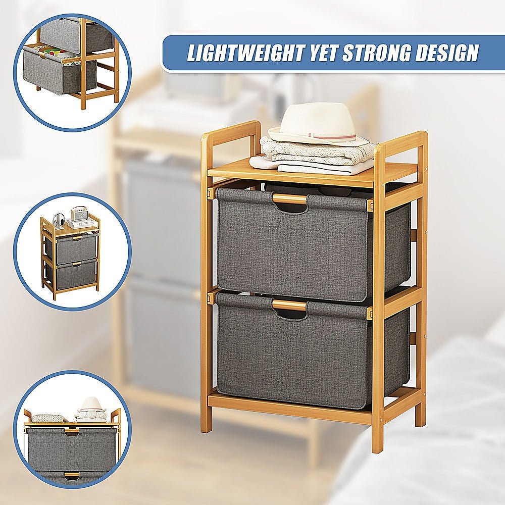 Bamboo Shelf with Removable Storage Hamper