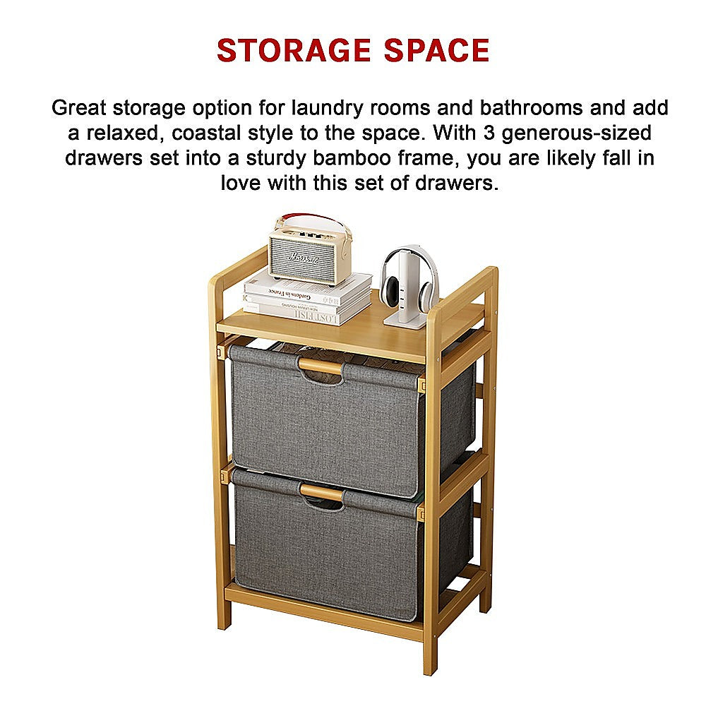 Bamboo Shelf with Removable Storage Hamper