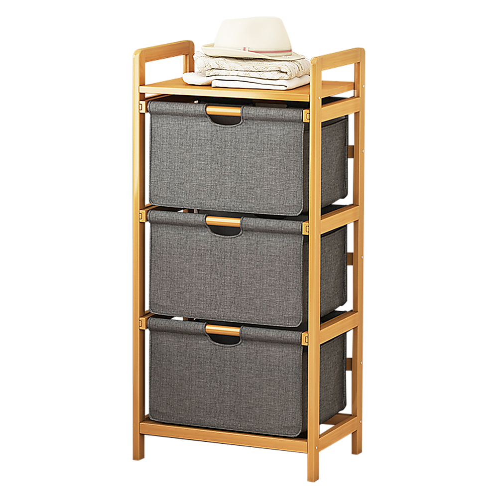 Bamboo Storage Shelf with Removable Hampers