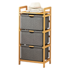 Bamboo Storage Shelf with Removable Hampers