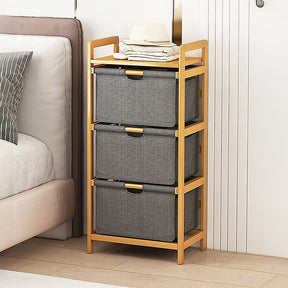 Bamboo Storage Shelf with Removable Hampers