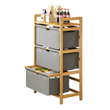 Bamboo Storage Shelf with Removable Hampers