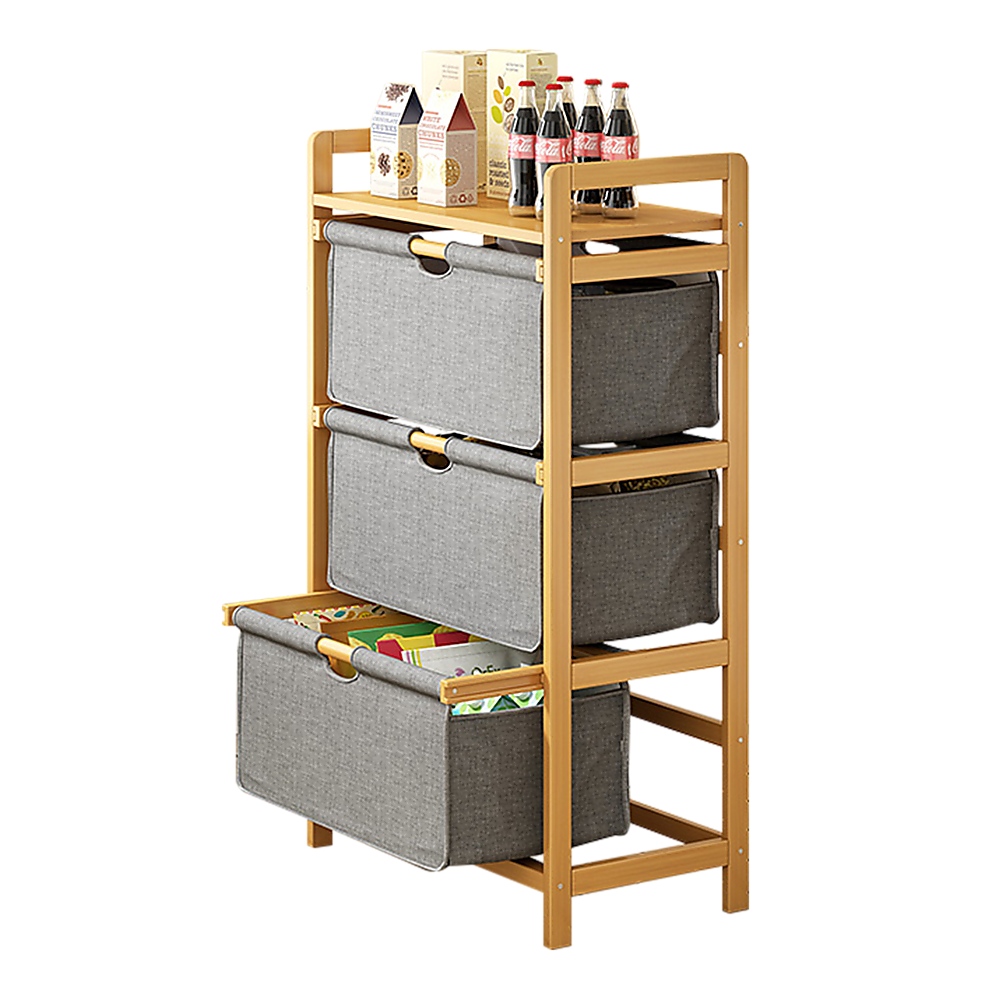 Bamboo Storage Shelf with Removable Hampers