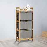 Bamboo Storage Shelf with Removable Hampers