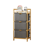 Bamboo Storage Shelf with Removable Hampers