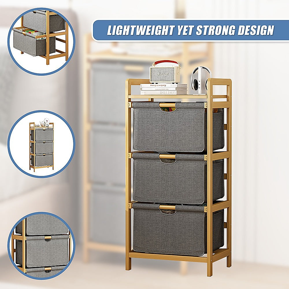 Bamboo Storage Shelf with Removable Hampers