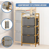 Bamboo Storage Shelf with Removable Hampers