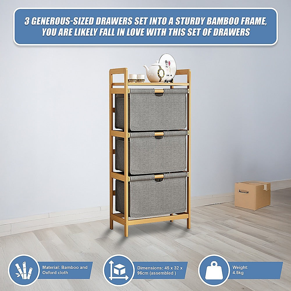 Bamboo Storage Shelf with Removable Hampers
