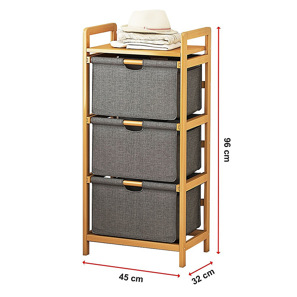 Bamboo Storage Shelf with Removable Hampers