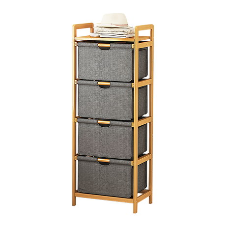 Bamboo Storage Shelf with Removable Hamper