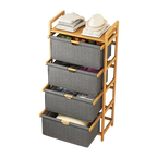 Bamboo Storage Shelf with Removable Hamper