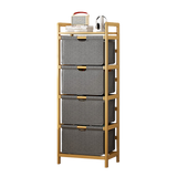 Bamboo Storage Shelf with Removable Hamper