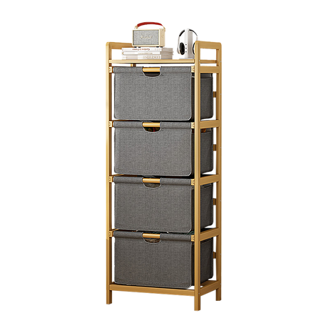 Bamboo Storage Shelf with Removable Hamper