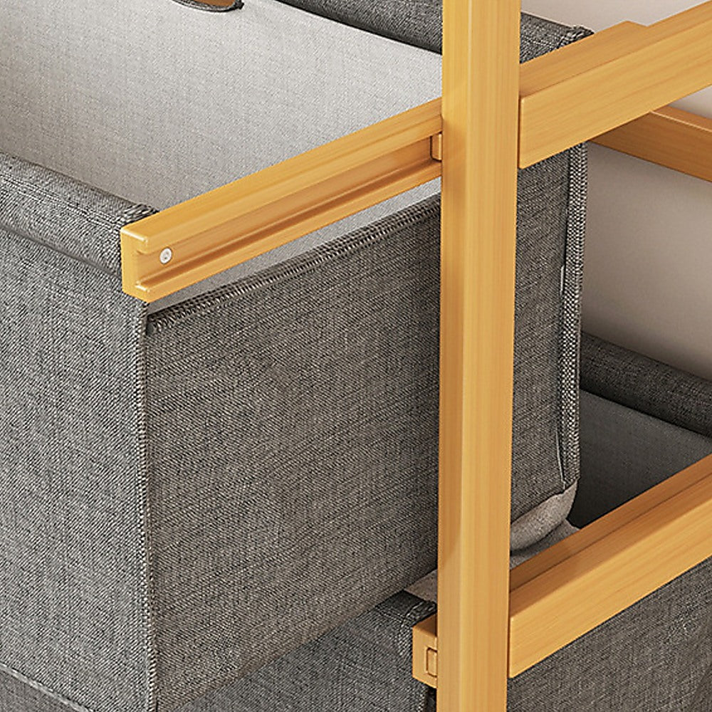 Bamboo Storage Shelf with Removable Hamper