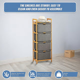 Bamboo Storage Shelf with Removable Hamper