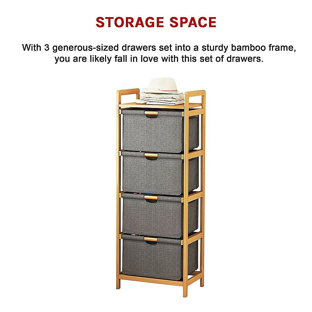 Bamboo Storage Shelf with Removable Hamper