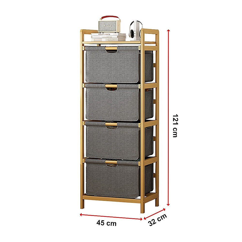 Bamboo Storage Shelf with Removable Hamper