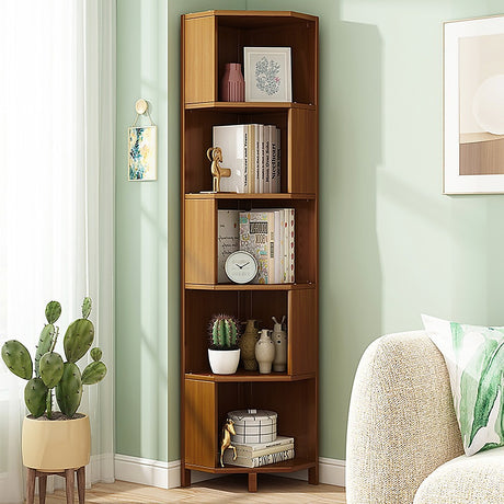 Industrial 5-Shelf Corner Bookcase