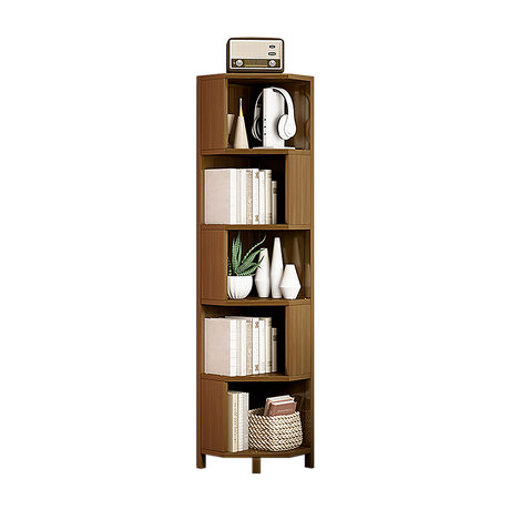 Industrial 5-Shelf Corner Bookcase