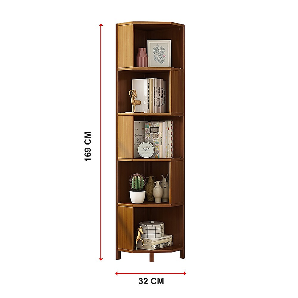 Industrial 5-Shelf Corner Bookcase