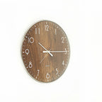 14-inch Round Wall Clock Silent Non-Ticking Quartz Battery Operated Wood Grain