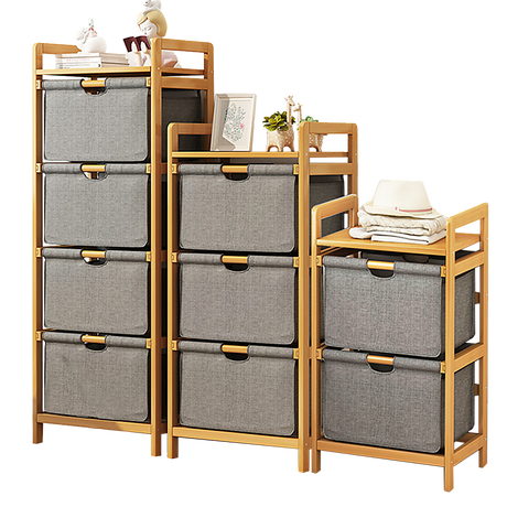 Bamboo Shelf & Hampers Storage Set