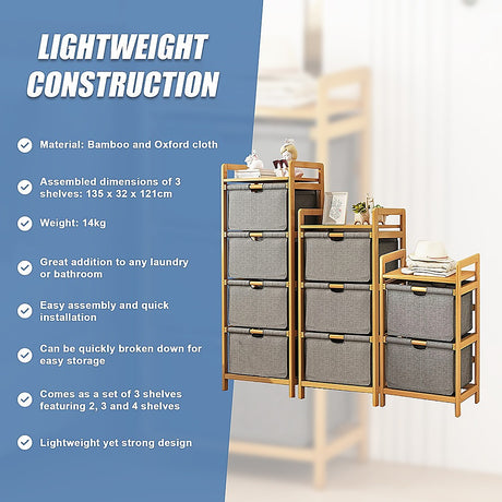 Bamboo Shelf & Hampers Storage Set