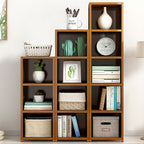 Bamboo Adjustable Bookcase Storage Rack Set