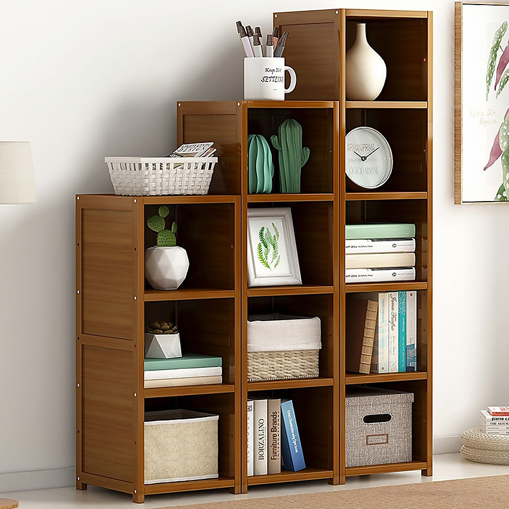 Bamboo Adjustable Bookcase Storage Rack Set