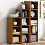 Bamboo Adjustable Bookcase Storage Rack Set
