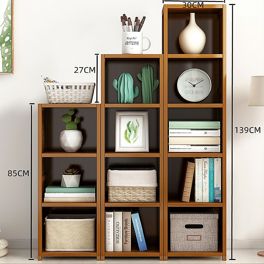 Bamboo Adjustable Bookcase Storage Rack Set