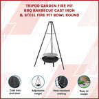 Tripod Cast Iron & Steel Fire Pit BBQ